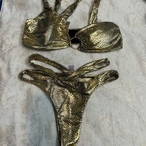 Gold Snakeskin Bikini Set